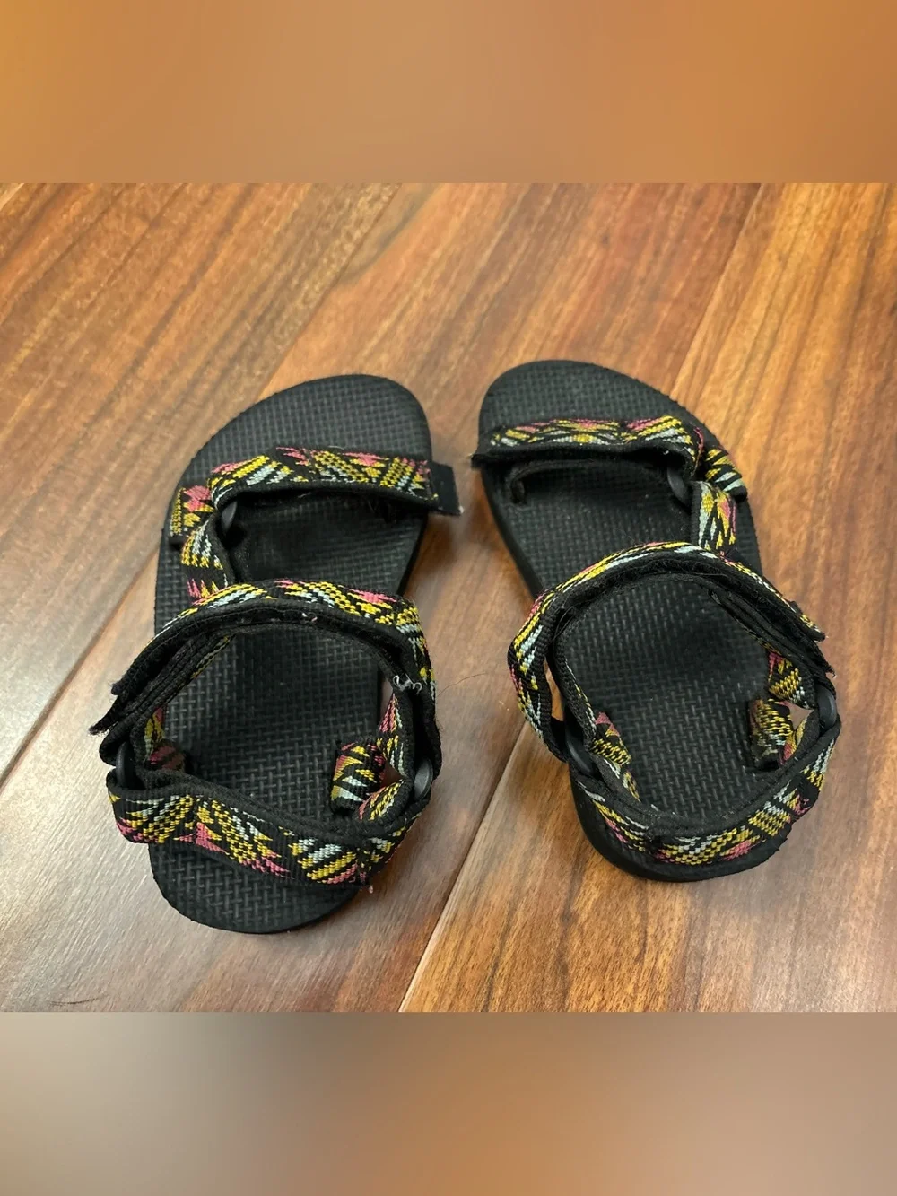 Teva Black Rainbow Strap Velcro Sandals